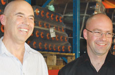 Arnold Goldstone, CEO Invicta Holdings (l) and Wayne Holton, BMG, during the tour of BMG Park which was led by Wayne